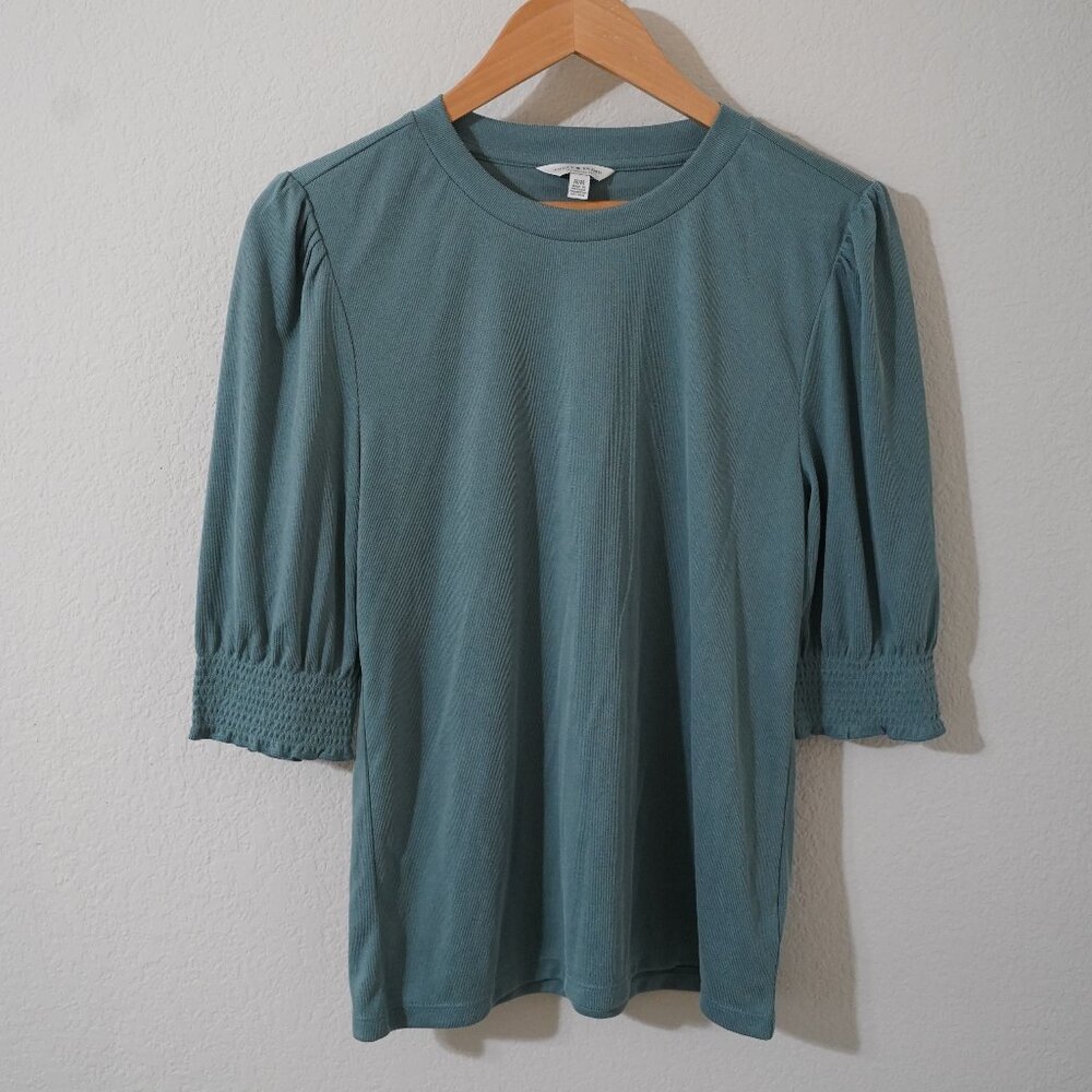 Lucky brand blue puff sleeve knit shirt size medium